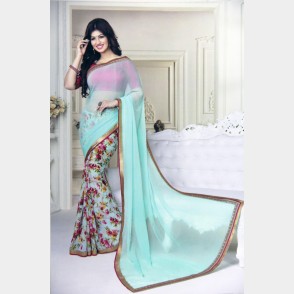Vinay’s Soft Printed Georgette Sharee with all over rhine stone